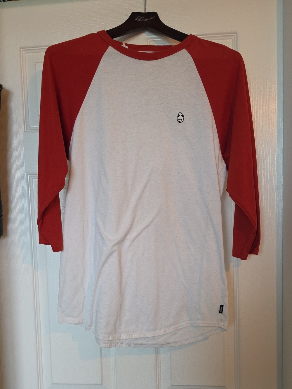 Men's Red & White Raglan Long Sleeve Baseball Tee